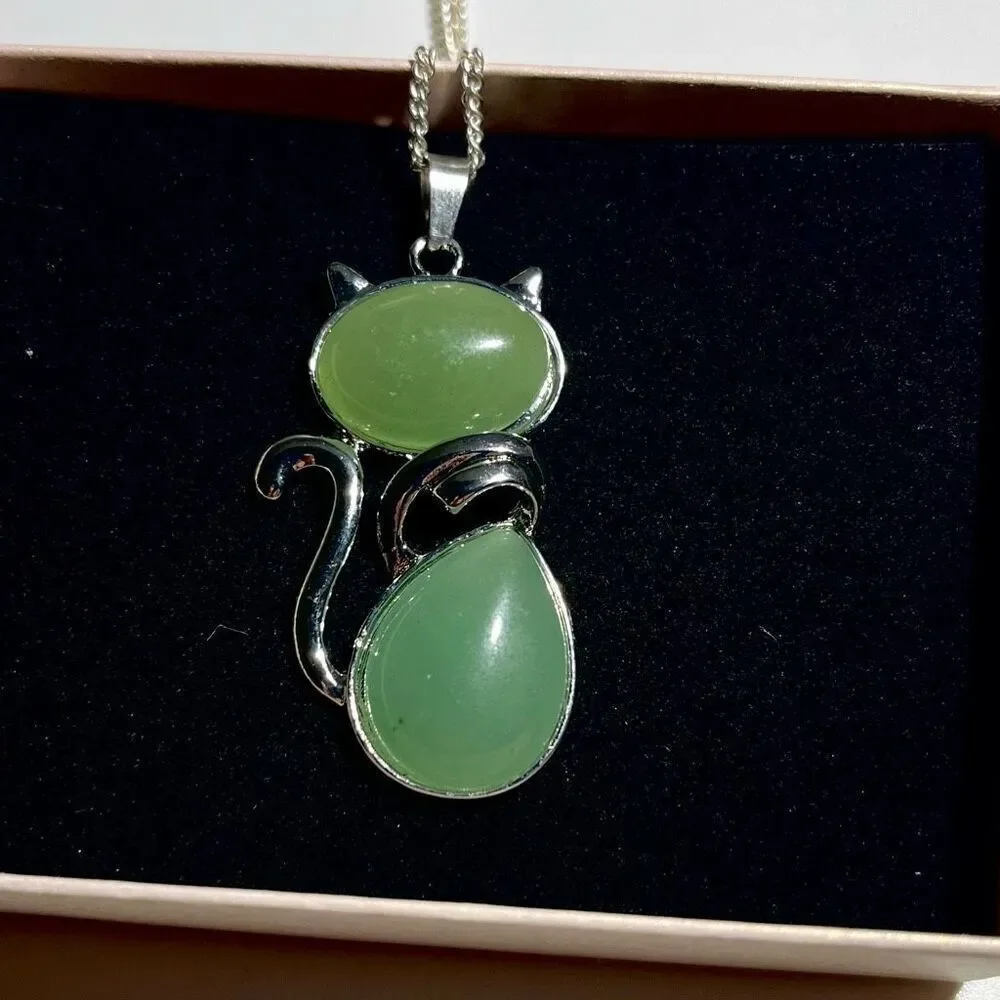 AYR “CAT” Aventurine Stone & 925 Silver Necklace